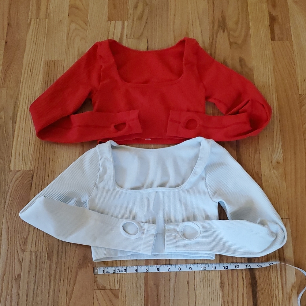 Source Unknown Red and White Crop Tops